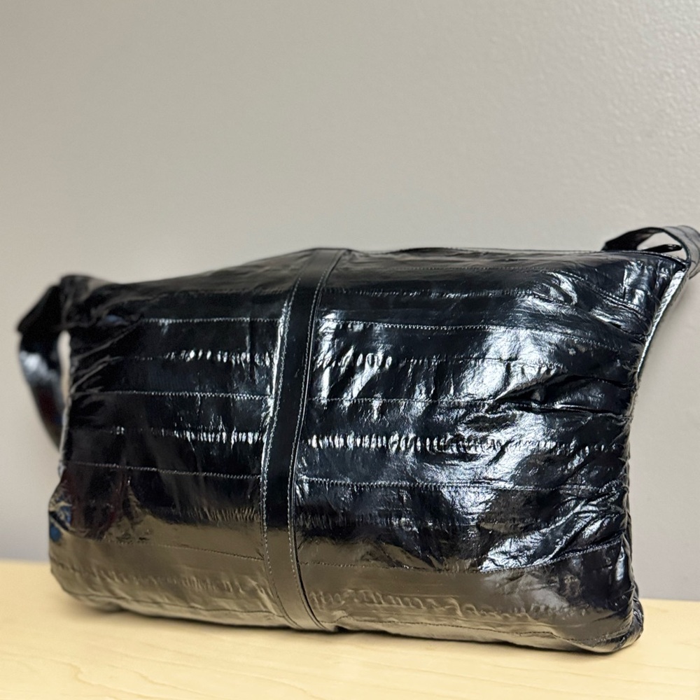 Vintage Genuine Eel Skin Puffer Shoulder Bag Clutch - Picture 5 of 16